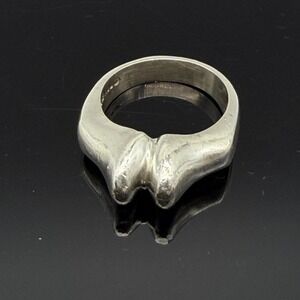 Vintage Mexico 925 Sterling Silver Modernist Ring Ridged 9.3g Sz 6.5